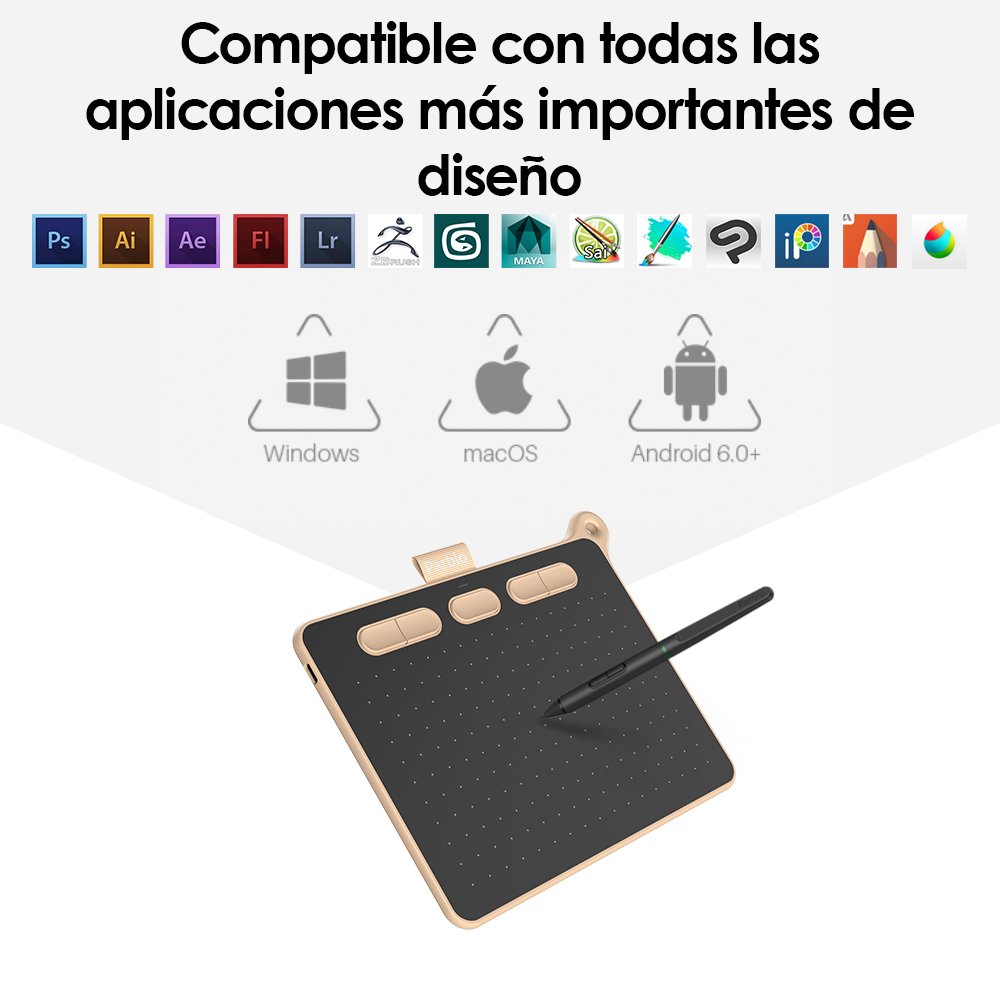 Tableta Digitalizadora Parblo Ninos S Dibujo 6 x 4 pulgadas Rosa