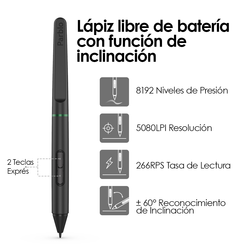 Tableta Digitalizadora Parblo Ninos M Dibujo 9x5 Pulgadas Negra