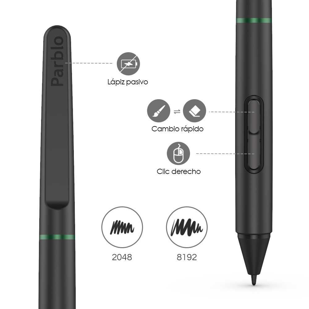 Tableta Digitalizadora Parblo Ninos M Dibujo 9x5 Pulgadas Negra