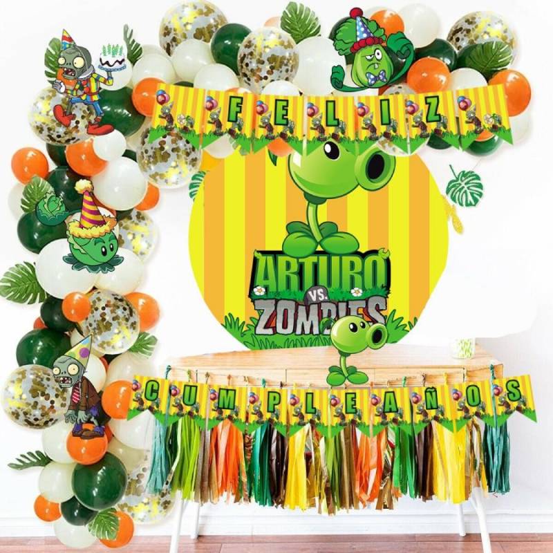 Kit decoración cumpleaños Plantas vs Zombies