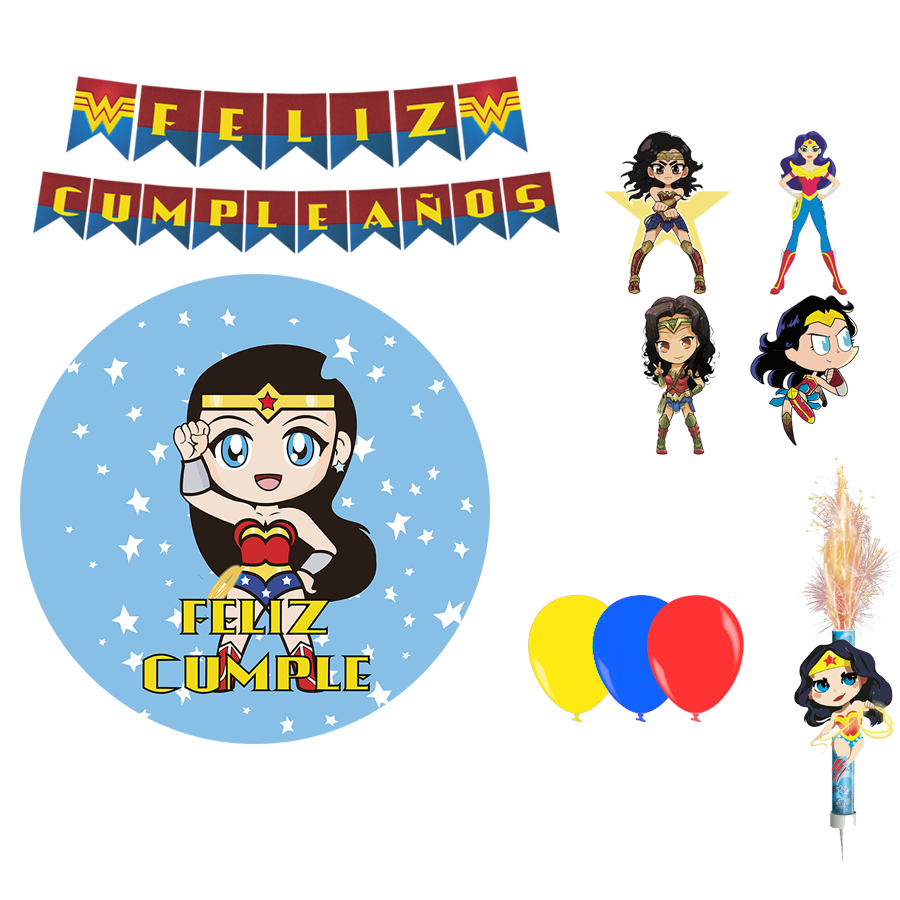 Kit decoración cumpleaños Mujer Maravilla