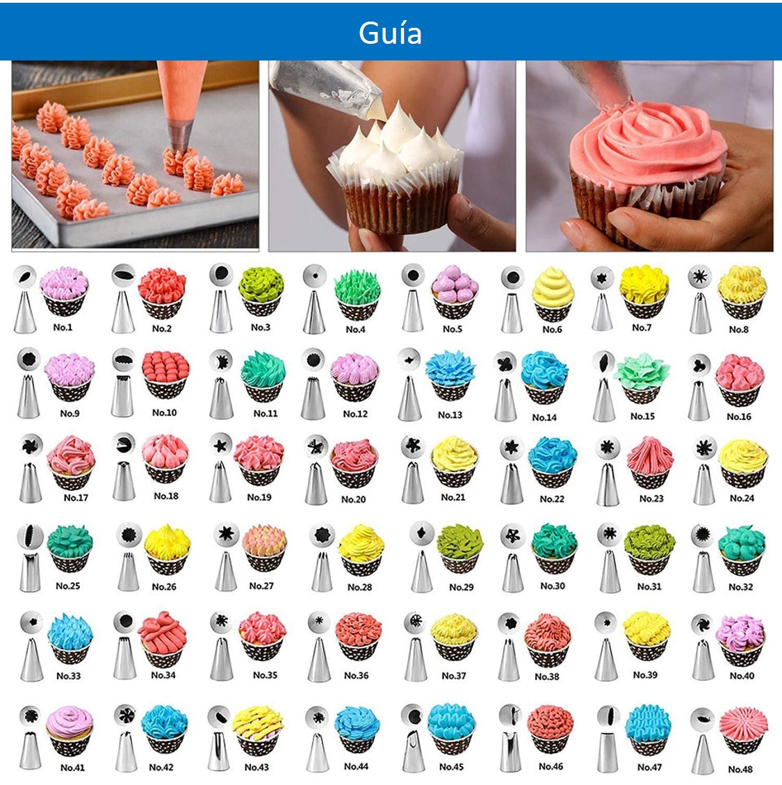 Kit 89 piezas de Duyas o Boquillas pasteleras para decoración de pasteles y cupcakes, Repostería
