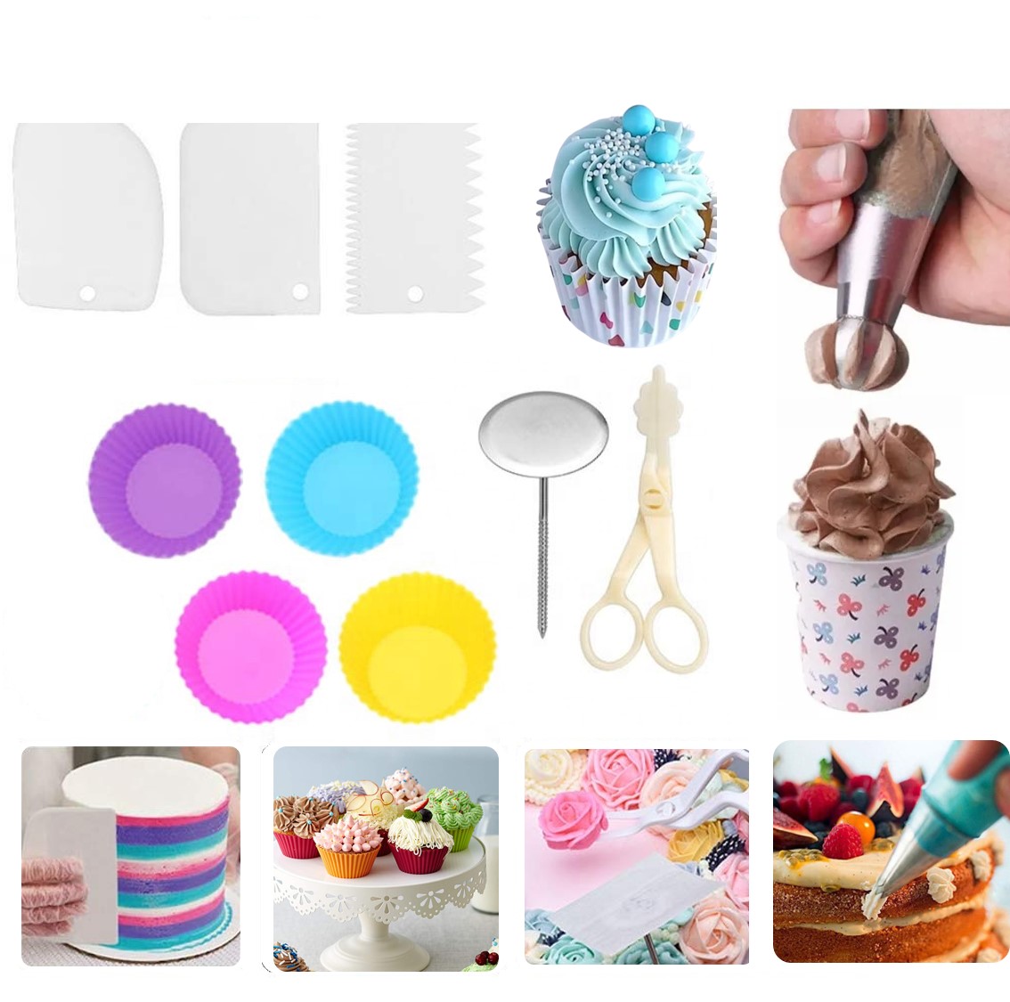Kit 57 piezas de Duyas y Herramientas para Decoración de Pasteles y Cupcakes, repostería