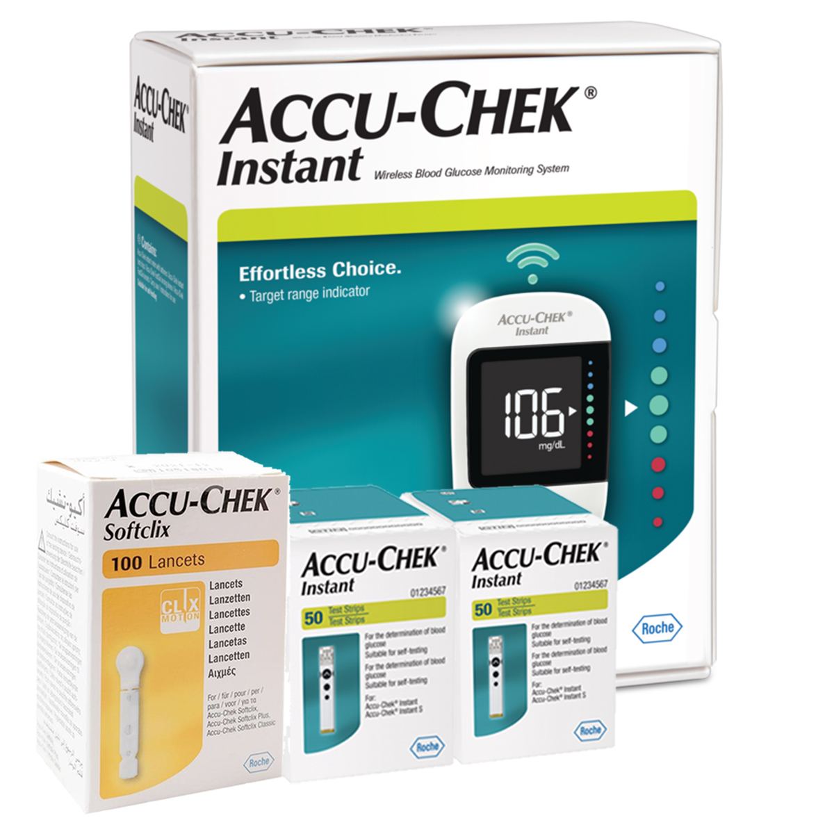 ACCU-CHEK GLUCOMETRO INSTANT CON 110 TIRAS Y 100 LANCETAS