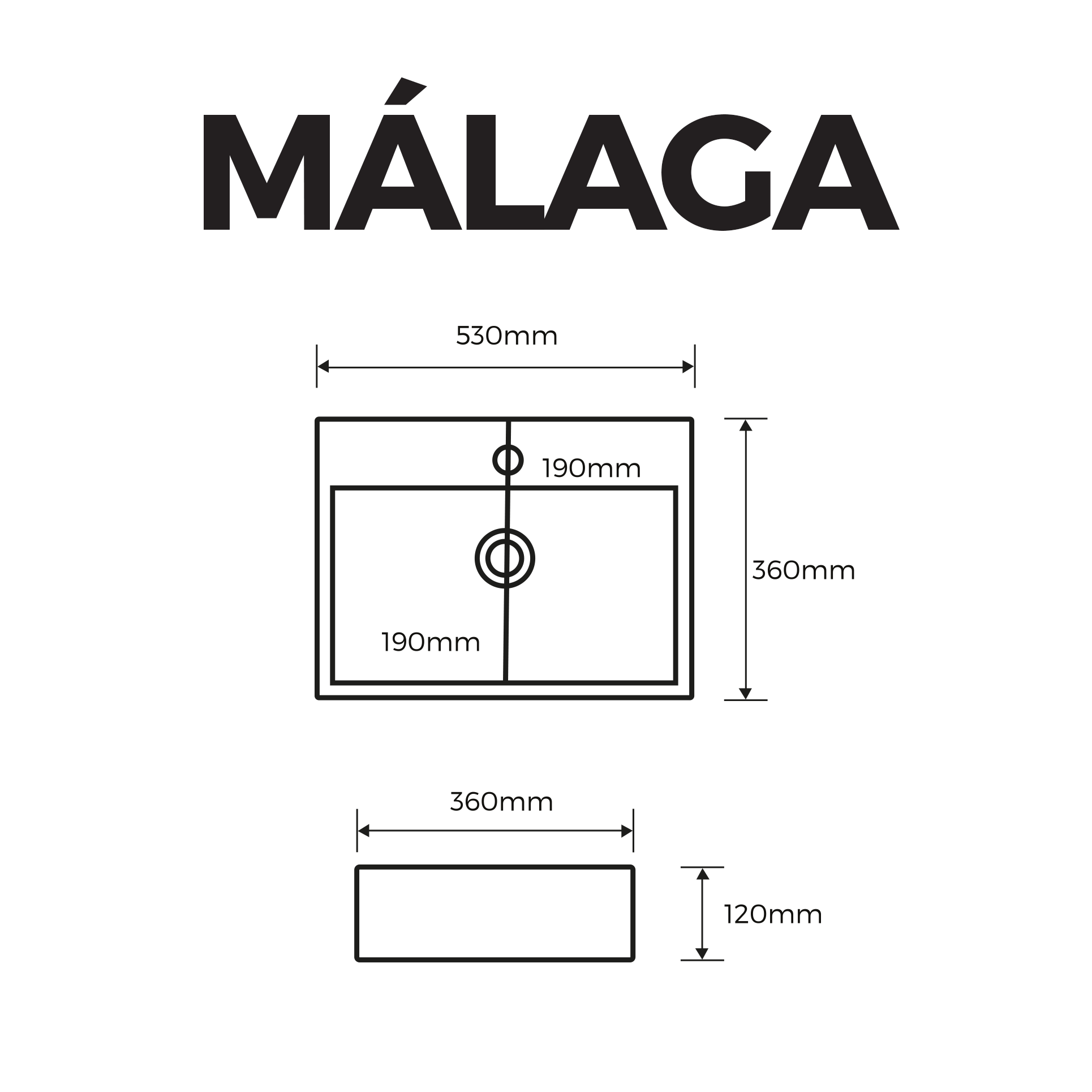 Lavabo Cerámico Rectangular  Málaga, Ovalin baño