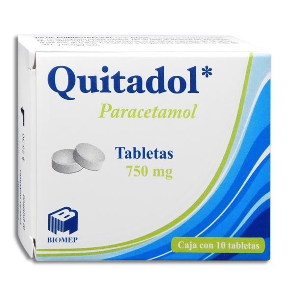 Quitadol Paracetamol Tabletas 750 mg 10 Tabletas