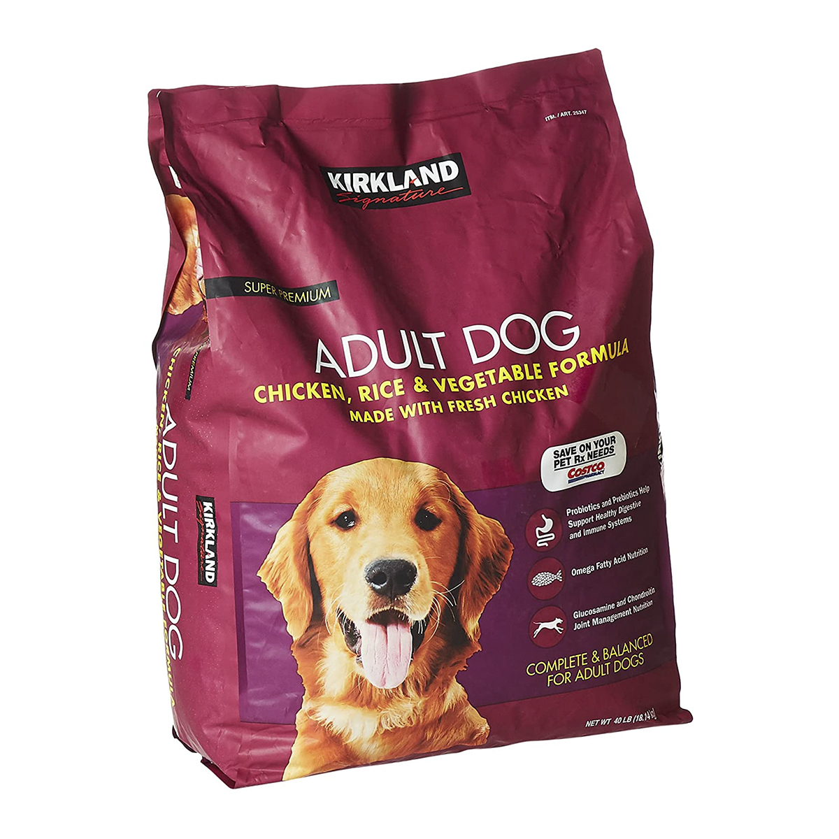 18kg Alimento para Perro Adulto Kirkland Pollo y Arroz CST - Rojo