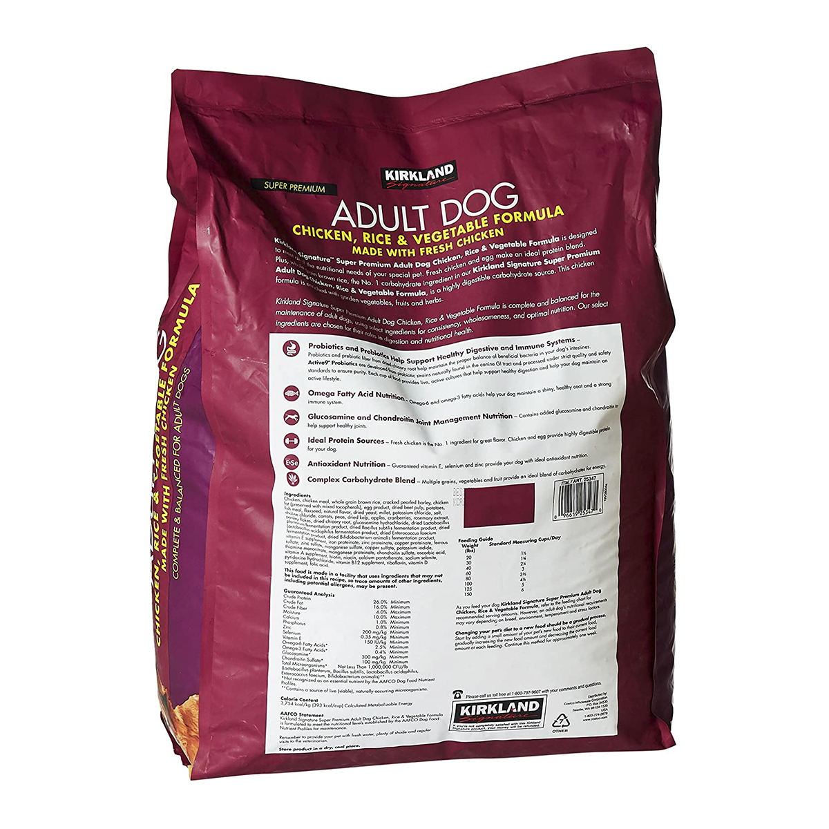 18kg Alimento para Perro Adulto Kirkland Pollo y Arroz CST - Rojo