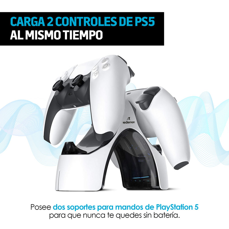 Cargador para 2 Controles PS5 Dualsense Estación de Carga Redlemon