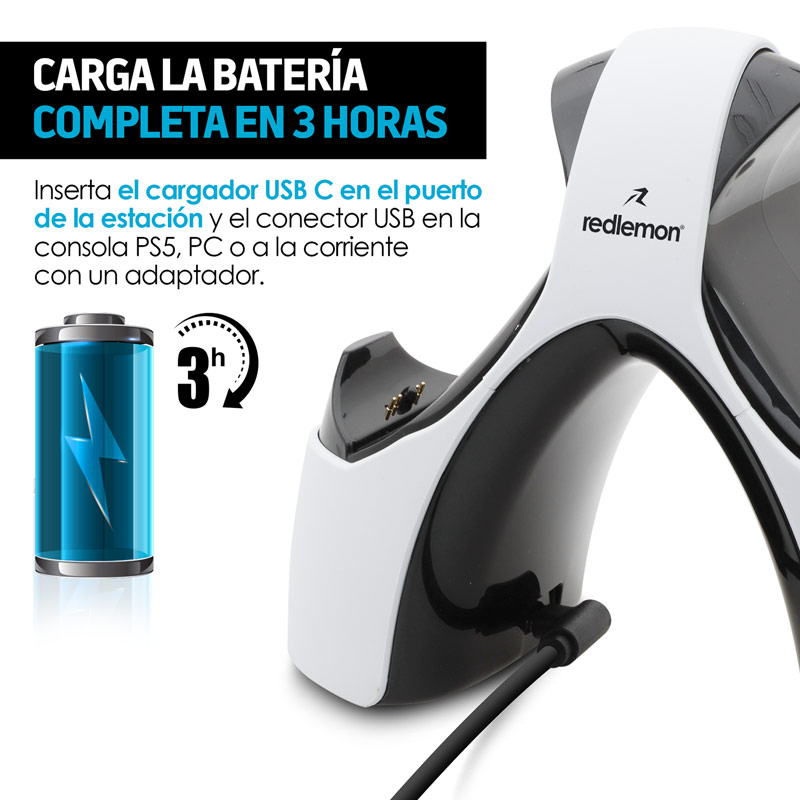 Cargador para 2 Controles PS5 Dualsense Estación de Carga Redlemon