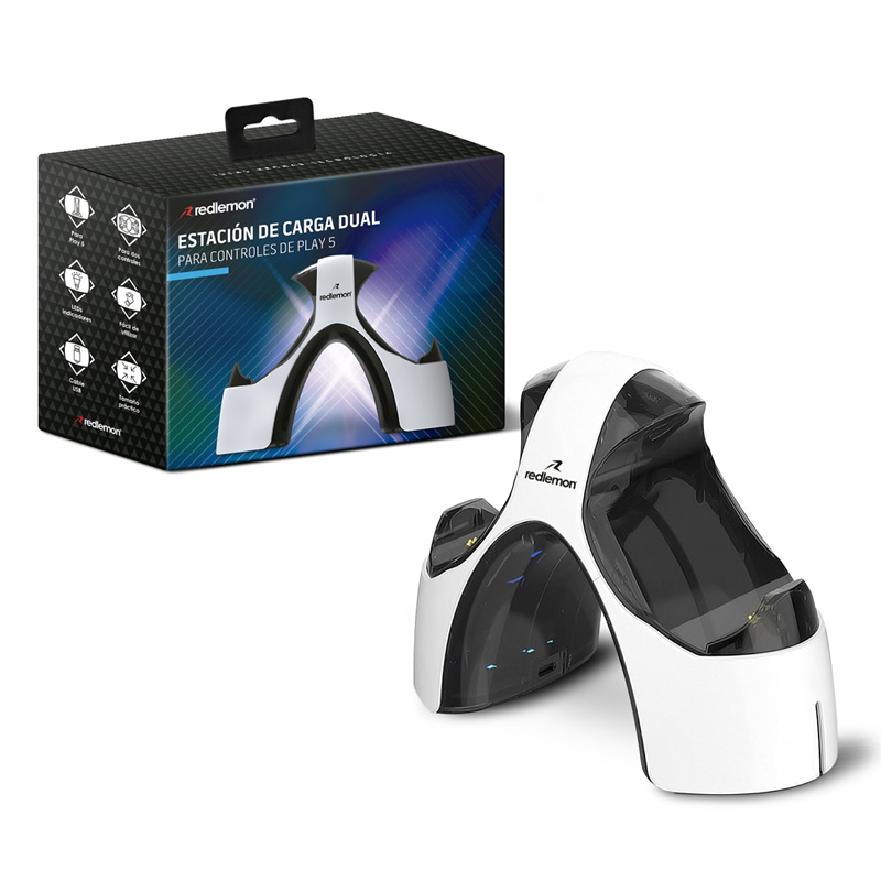 Cargador para 2 Controles PS5 Dualsense Estación de Carga Redlemon