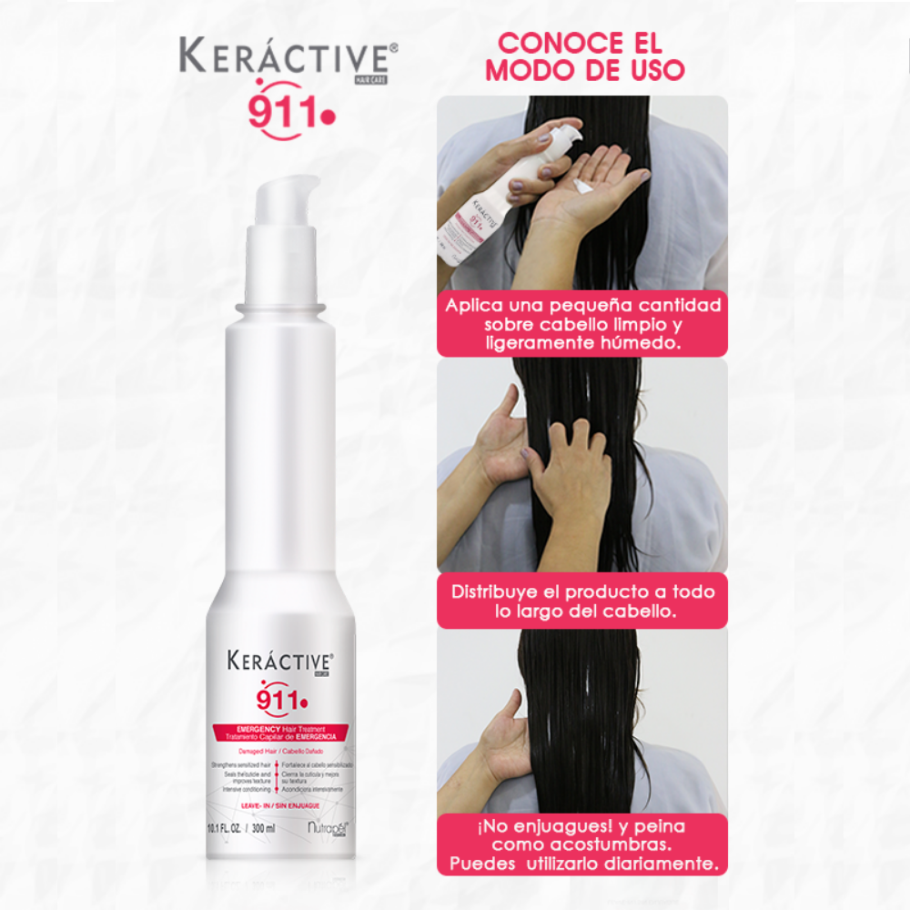 Keractive 911 Tratamiento Capilar Reparación de Emergencia para Cabello Severamente Dañado Nutrapel 300 mL