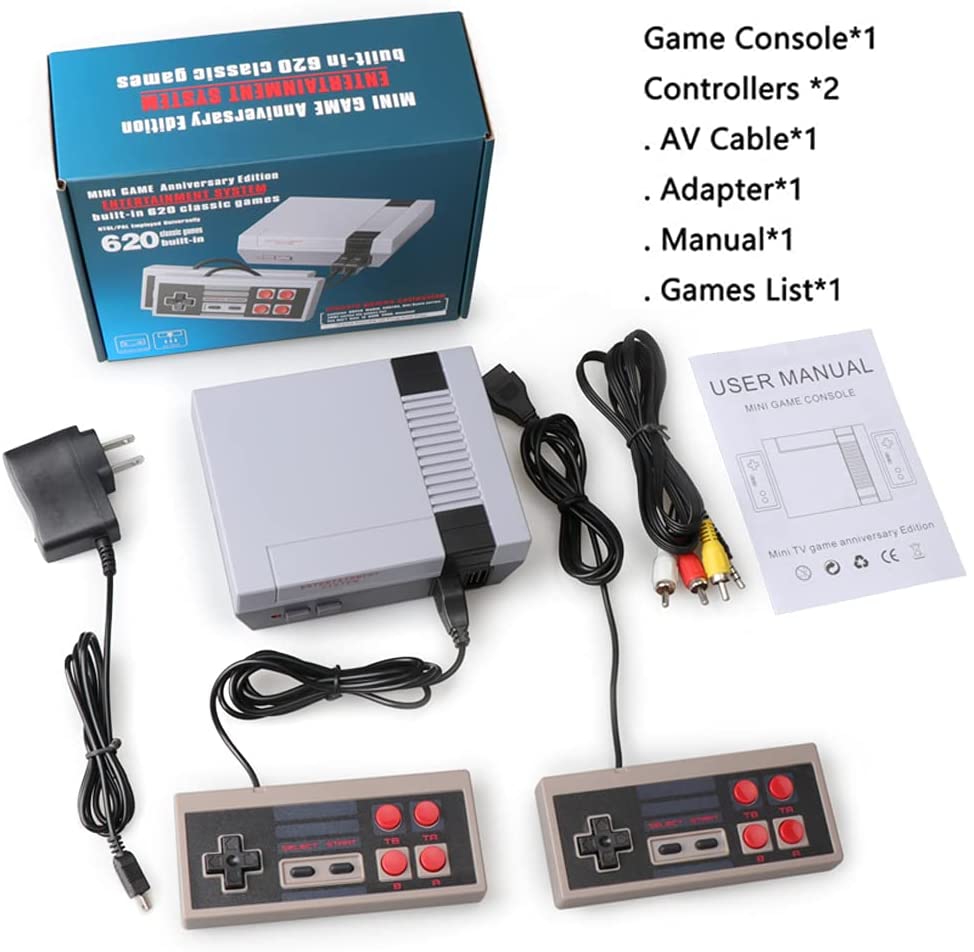Mini consola de juegos retro clásica con 620 juegos integrados y 2 controladores clásicos