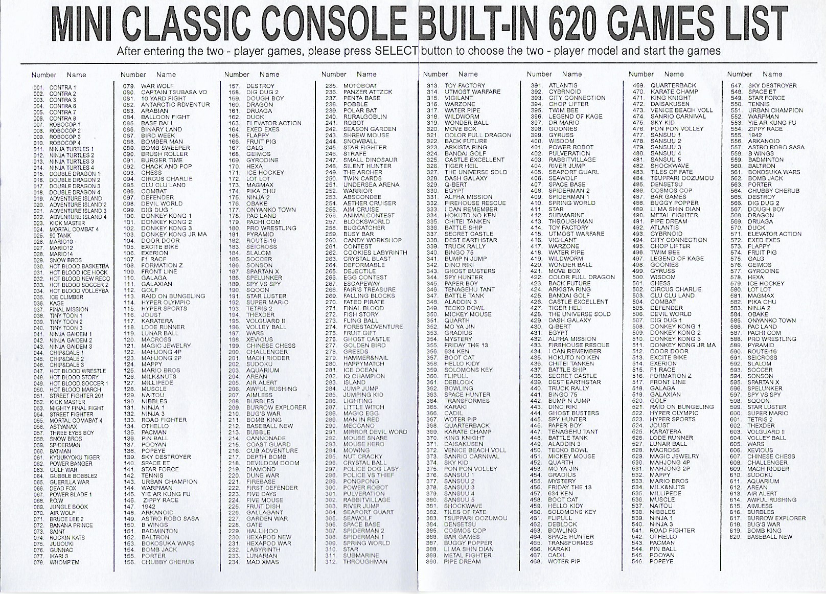 Mini consola de juegos retro clásica con 620 juegos integrados y 2 controladores clásicos