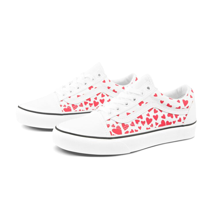Tenis Vans Old Skool Valentines Heart Blanco Rojo de Dama