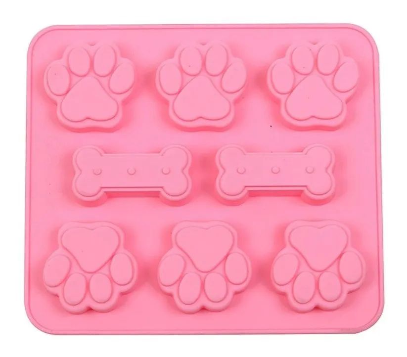 Molde de Silicón Huellas de Perro y Huesos croquetas Jabones Resina