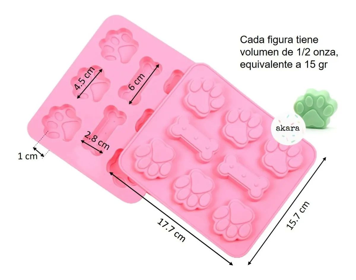 Molde de Silicón Huellas de Perro y Huesos croquetas Jabones Resina
