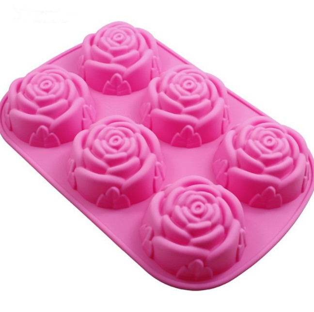 Molde de Silicón Flores Rosas 6 Cavidades para Repostería Jabones y Velas