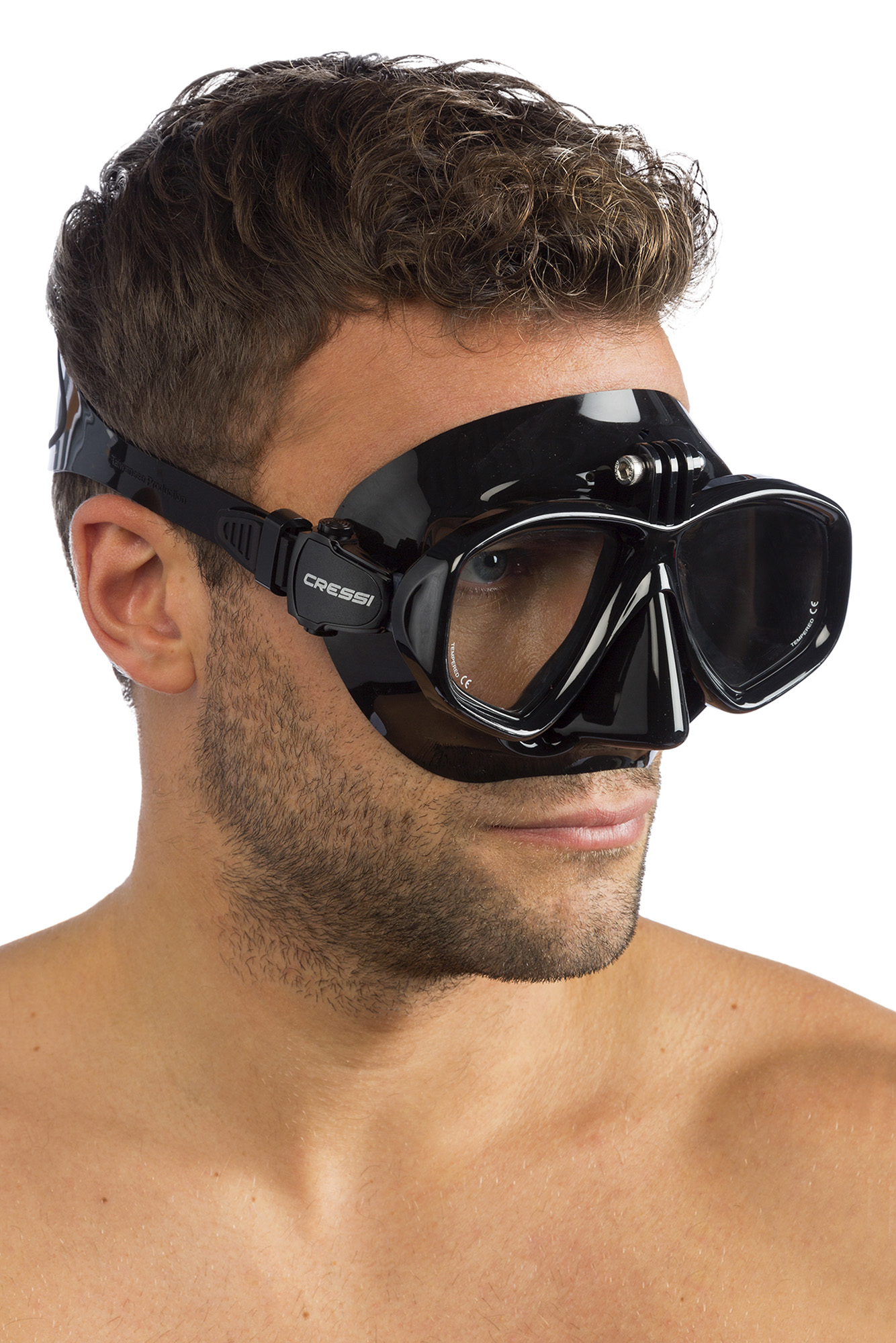 Visor CRESSI Action para Adultos Ideal para Snorkeling, Buceo Recreativo y Técnico con Adaptador de GoPro