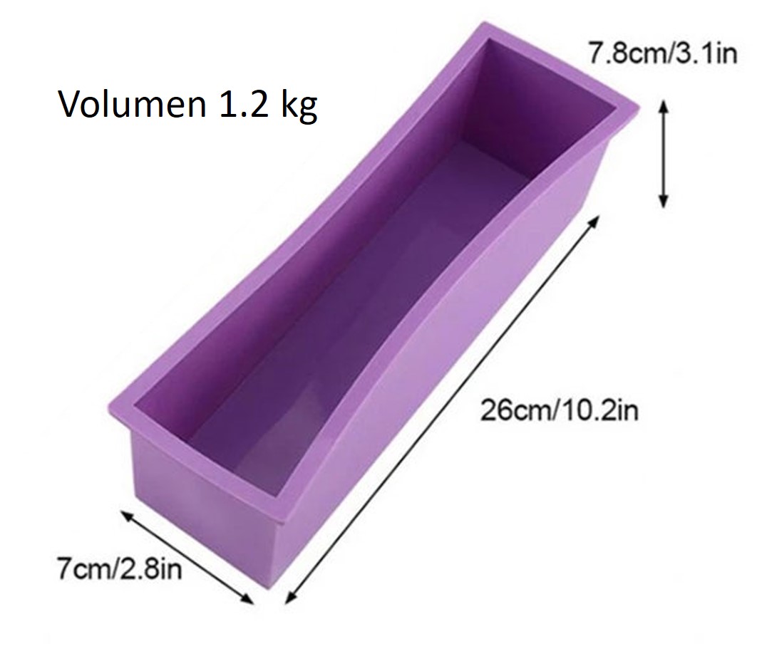 Molde de Silicón Rectangular para Jabón Artesanal en Barra 1.2 Lt, Morado