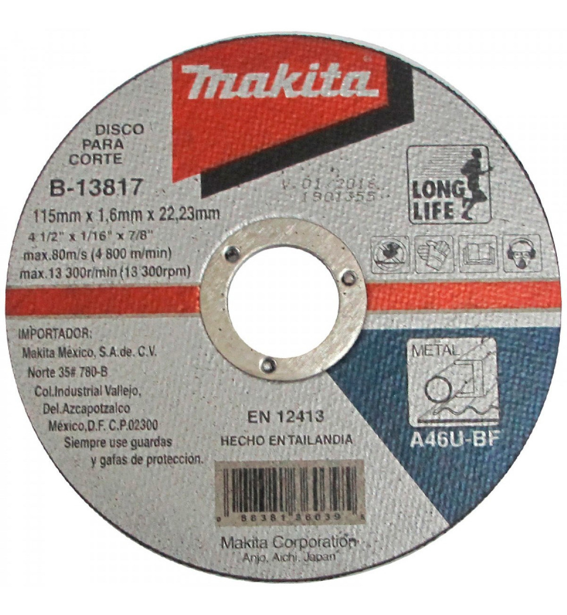 Disco Abrasivo Para Corte Metal 4-1/2 X 7/8 Makita B13817