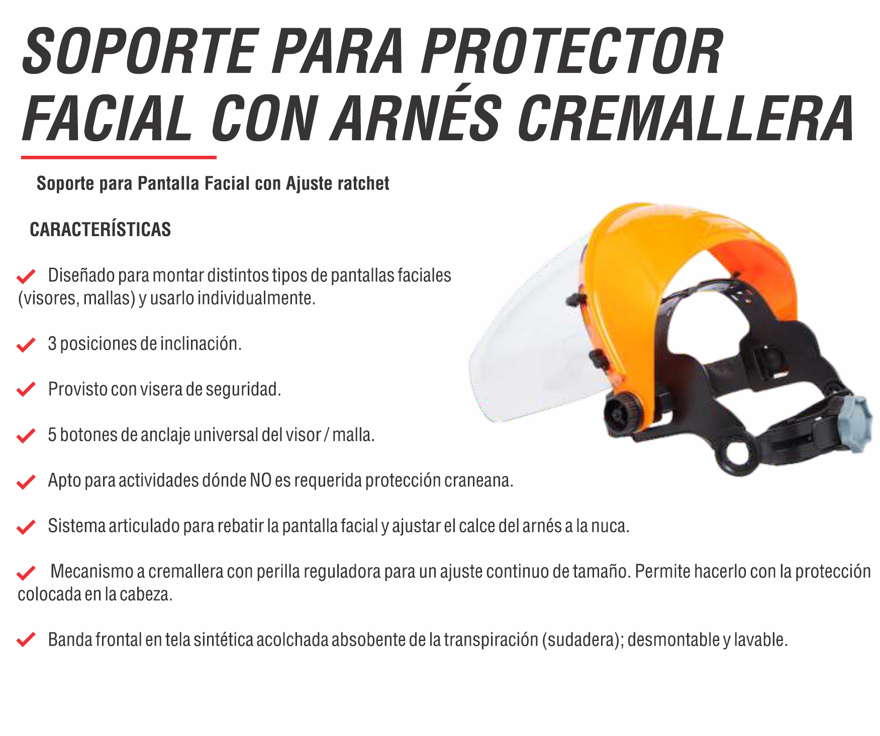 Careta Facial Con Soporte Ajustable De Matraca