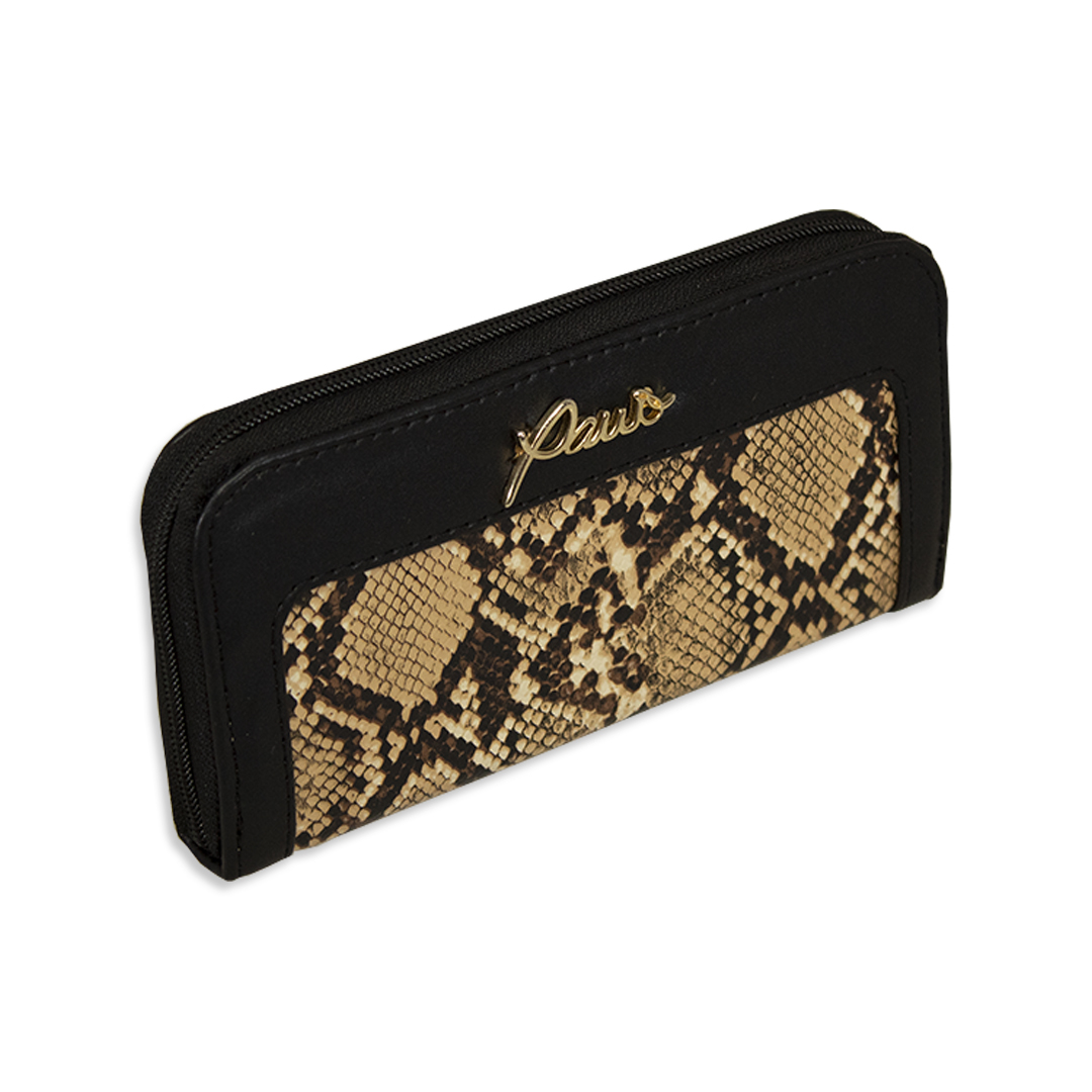Cartera Innis color negro con detalle en animal print