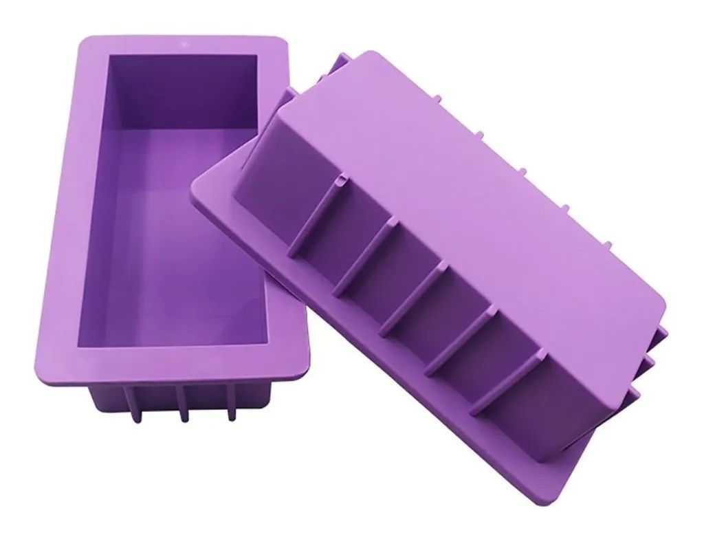 Molde de Silicón Rectangular para Jabón Artesanal en Barra 1 Lt, Morado