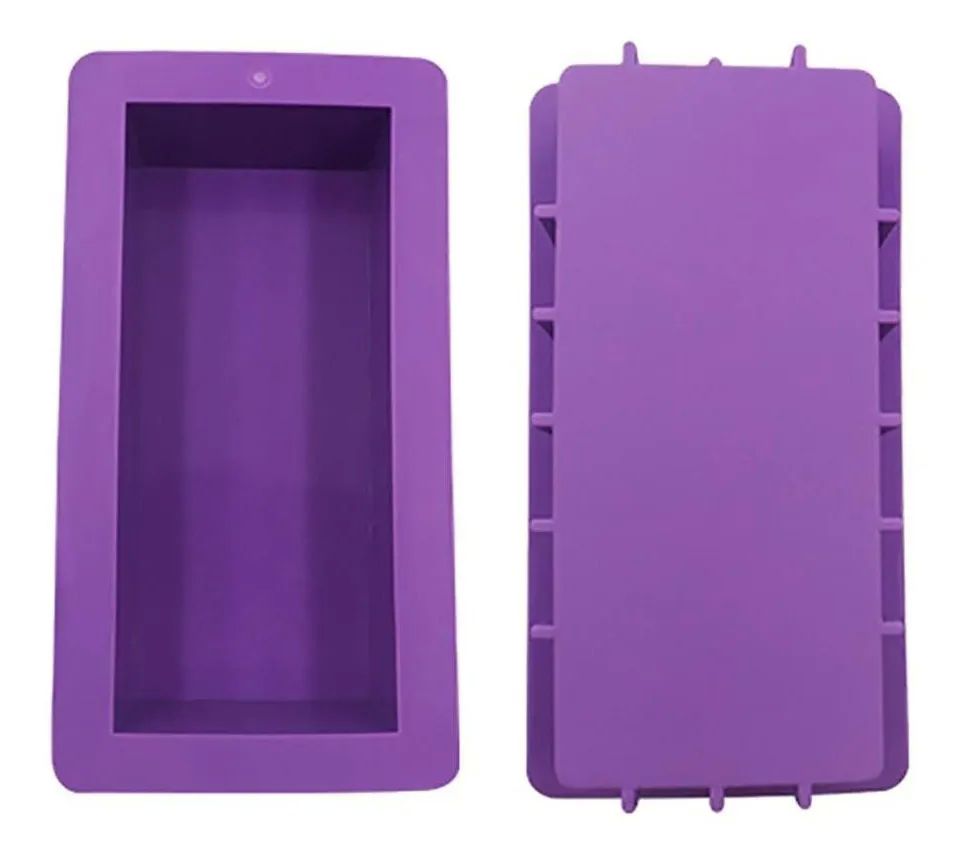 Molde de Silicón Rectangular para Jabón Artesanal en Barra 1 Lt, Morado