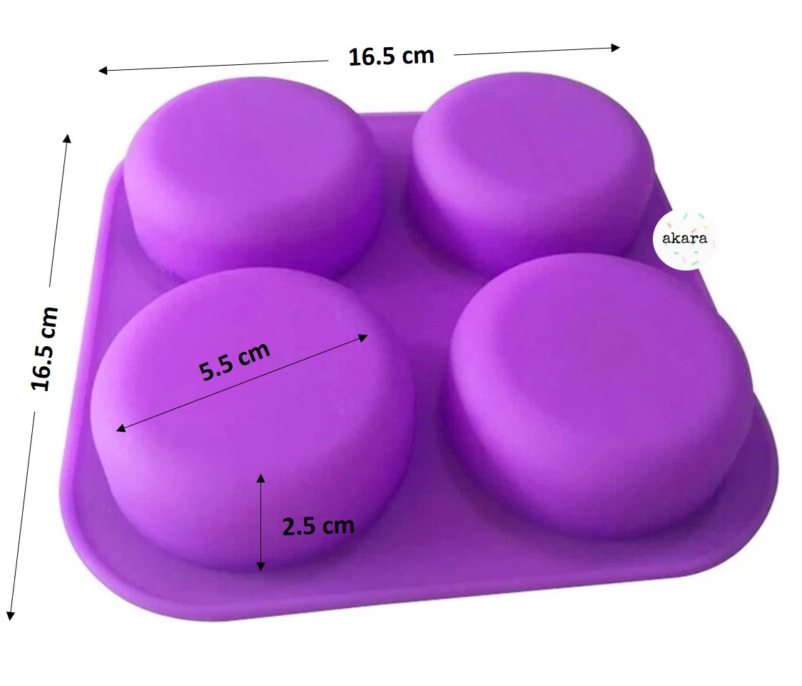 Molde de Silicón para 4 Jabones Redondos Circulares y Velas
