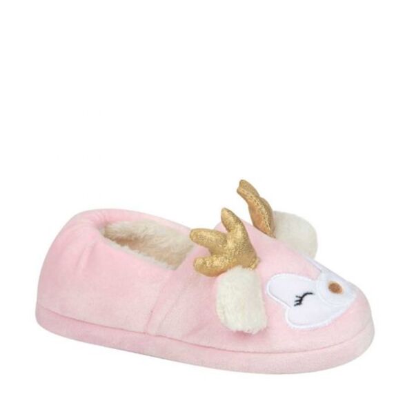 Pantuflas rosas multitonos para niña, de reno de peluche, Vivis Shoes Kids, 995703