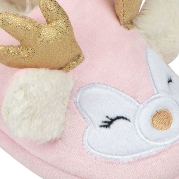 Pantuflas rosas multitonos para niña, de reno de peluche, Vivis Shoes Kids, 995703