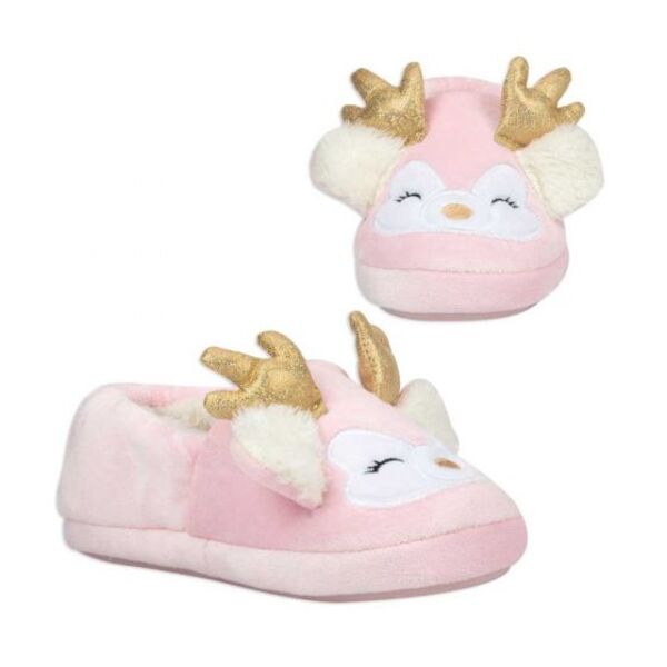 Pantuflas rosas multitonos para niña, de reno de peluche, Vivis Shoes Kids, 995703