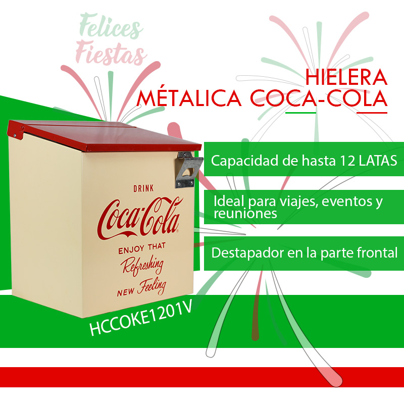Hielera Metálica Coca Cola Retro para 12 latas HCCOKE1201V