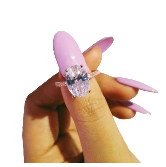 Anillo Promesa Oval Grande De Zirconias Cúbicas Plata 925-Amour