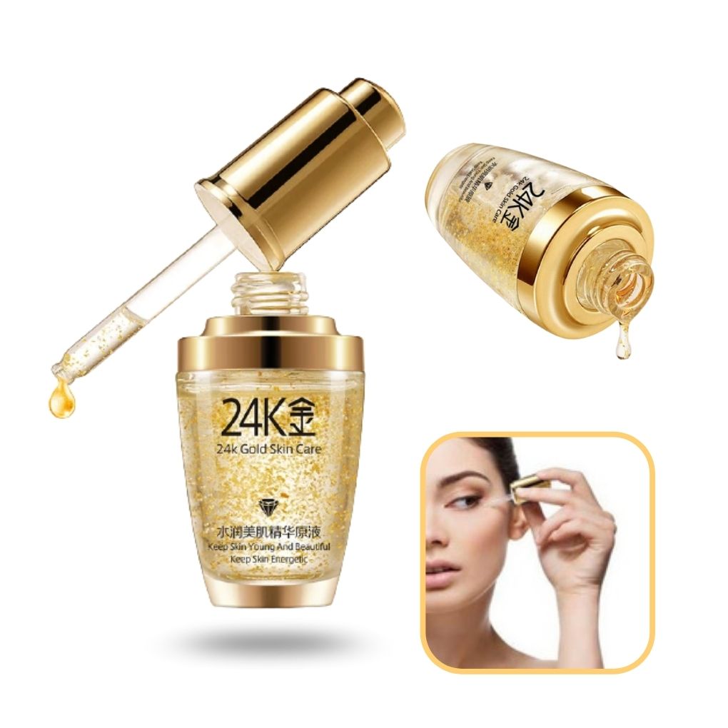 Suero Goldzan 24K + Acido Bioaqua + Espejo de Maquillaje LED + Regalo Rodillo de Jade.