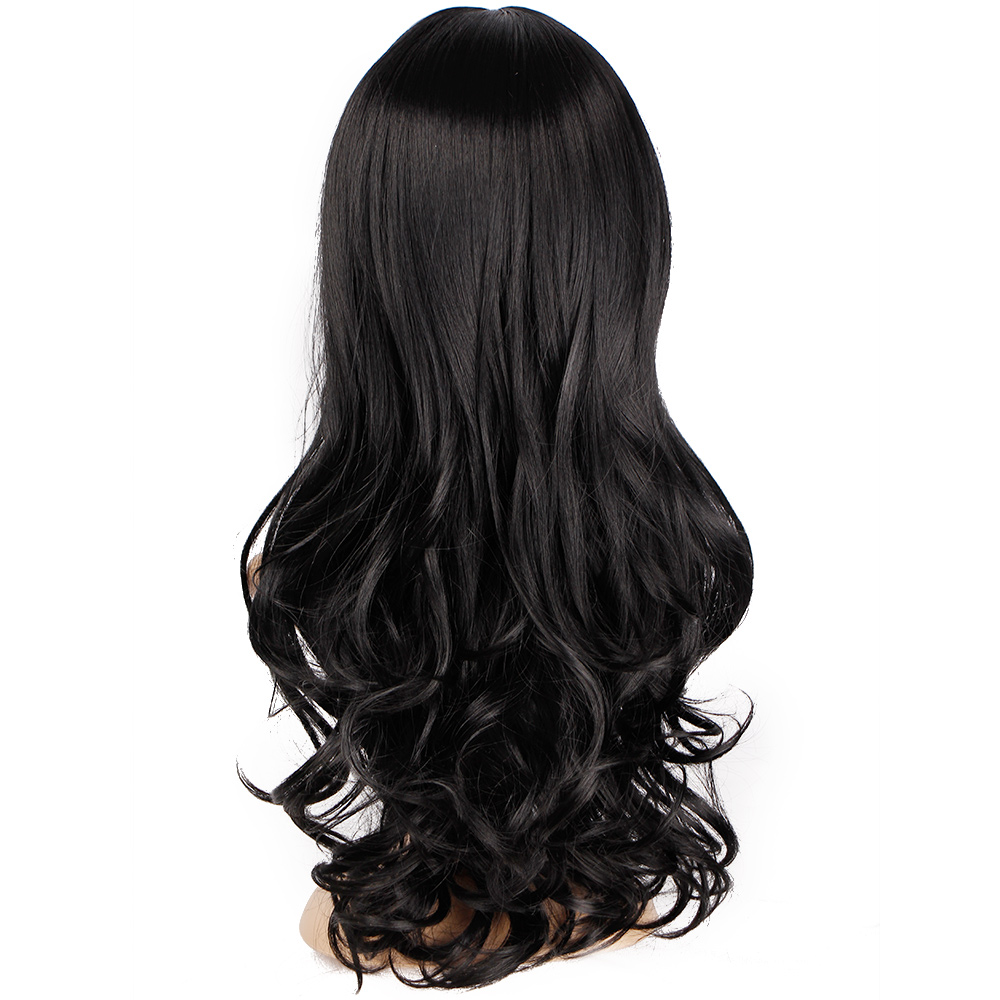 Peluca Color Negro De Calidad Sintetica Ondulada Larga Shop Top