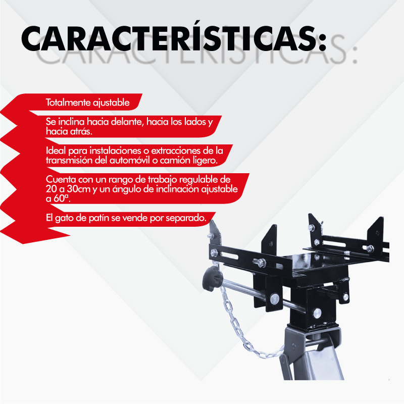 Adaptador para Transmisiones gato Hidráulico de patín