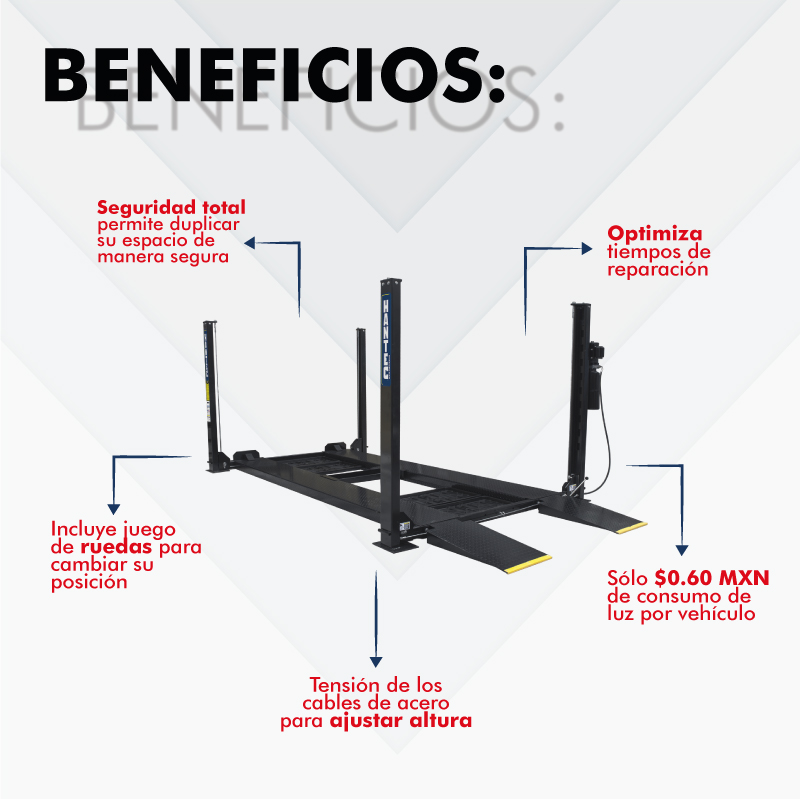 Rampa Para Estacionamiento 4 Postes Duplica Espacio