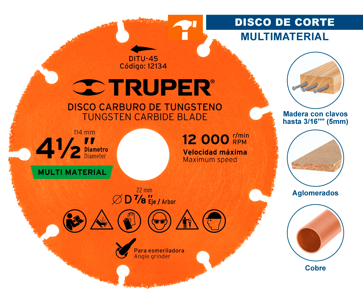 Disco De Carburo De Tungsteno 4 1/2' Multiusos Truper