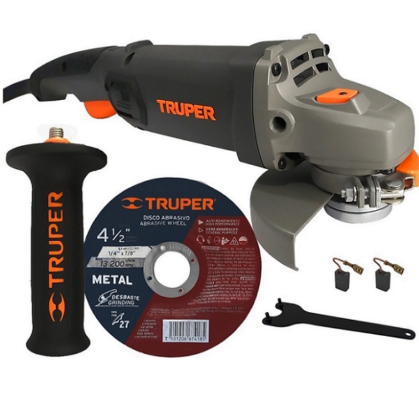 ESMERILADORA ANGULAR DE 4 1/2 CALIDAD INDUSTRIAL USO RUDO Y CONTINUO DE 950W TRUPER ESMA-4590N CORTAR DESBASTAR CORTADORA PULIDORA