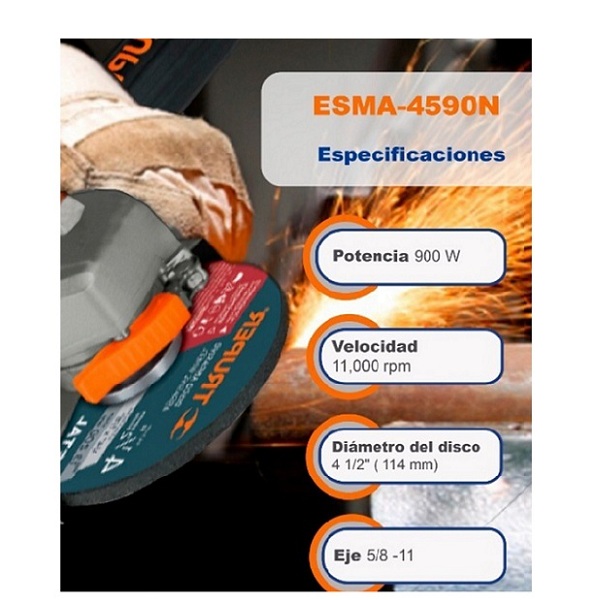ESMERILADORA ANGULAR DE 4 1/2 CALIDAD INDUSTRIAL USO RUDO Y CONTINUO DE 950W TRUPER ESMA-4590N CORTAR DESBASTAR CORTADORA PULIDORA