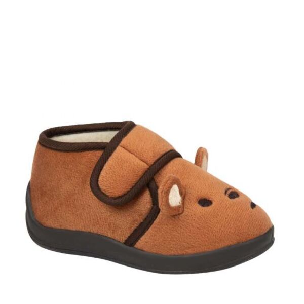 Pantuflas para niño marca SZ Kids, con figura de oso, cafés, 995713