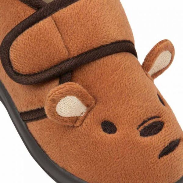 Pantuflas para niño marca SZ Kids, con figura de oso, cafés, 995713