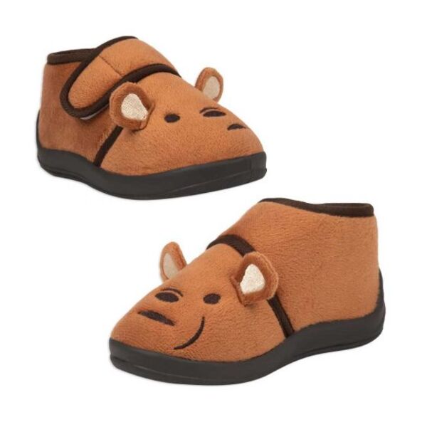 Pantuflas para niño marca SZ Kids, con figura de oso, cafés, 995713