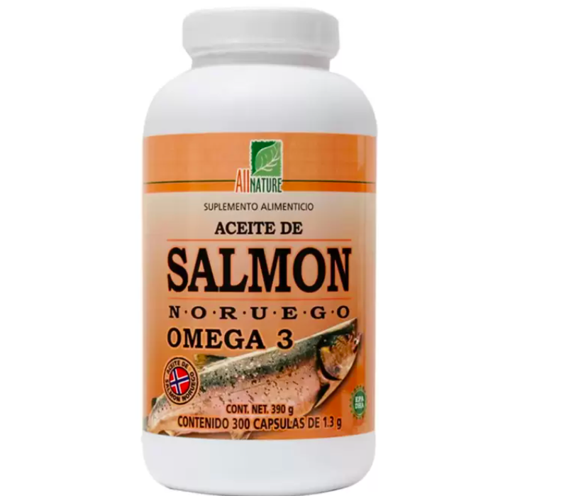All Nature Aceite de Salmón Noruego Omega 3 300 Cápsulas para 300 Días