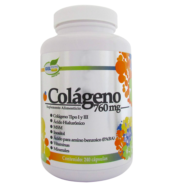 Colágeno 760 mg, 240 Cápsulas, ácido hialurónico, vitamina, minerales