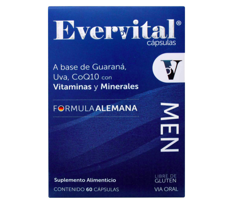 Evervital Men 60 Cápsulas Vitaminas y Minerales para Hombres Fórmula Alemana