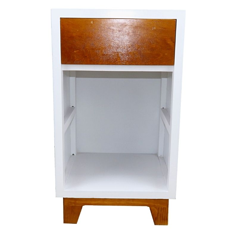 Buró de Madera NORVAL Muebles Buro Oslo Alto de 1 Cajón Nogal con Blanco