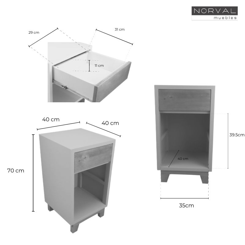 Buró de Madera NORVAL Muebles Buro Oslo Alto de 1 Cajón Nogal con Blanco